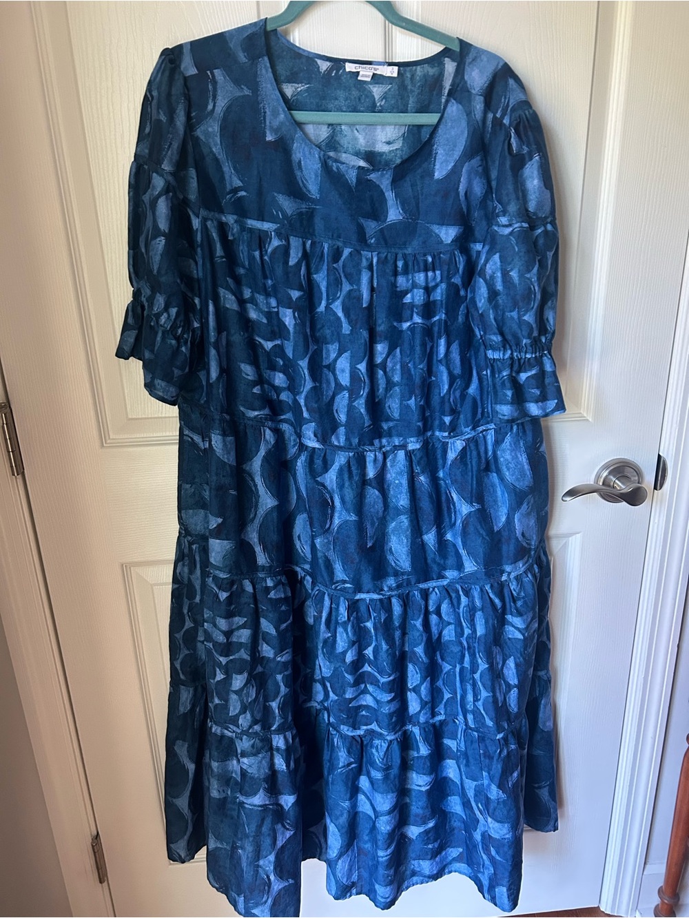 Chico's Blue Summer Dress Cotton & Silk with pockets